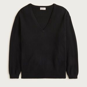 J. CREW Cashmere relaxed V-neck sweater in Black Size S $228 NWT BA394
